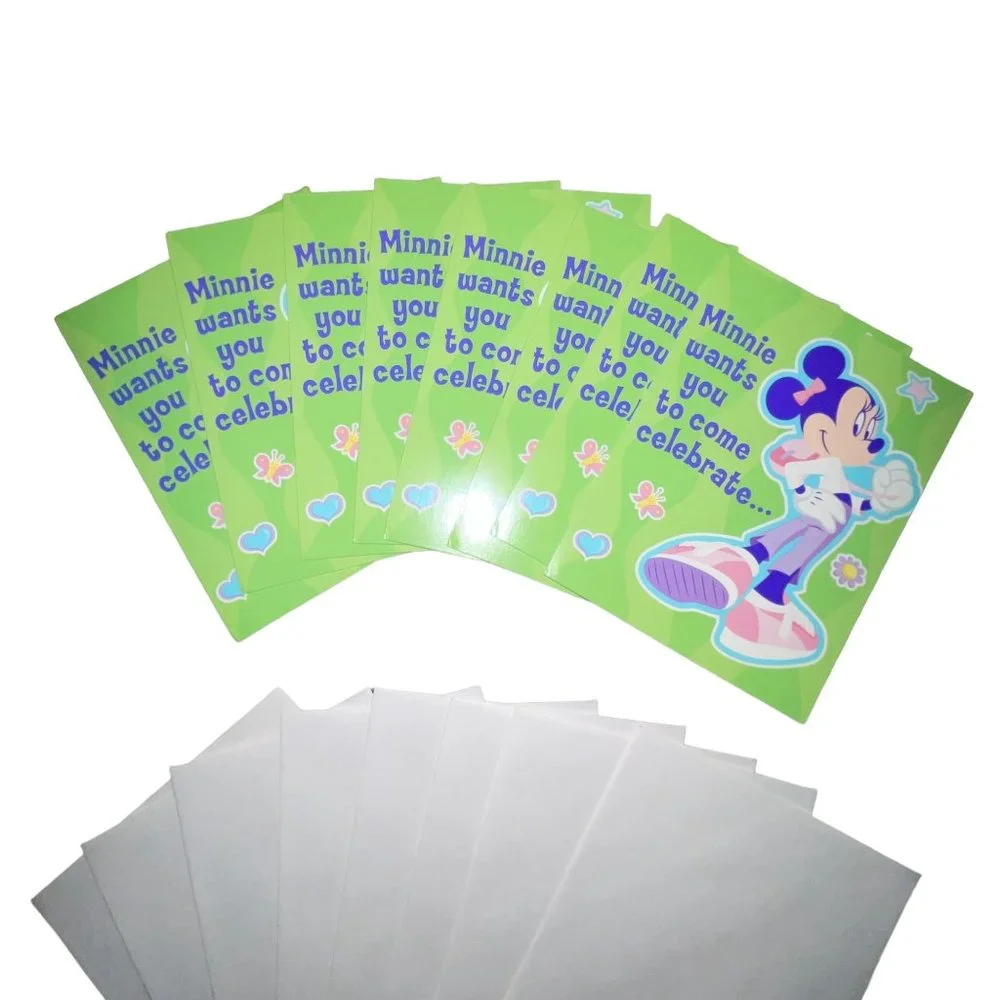 New Open Hallmark Disney Minnie Mouse Birthday Party Invitations 8 Count Green